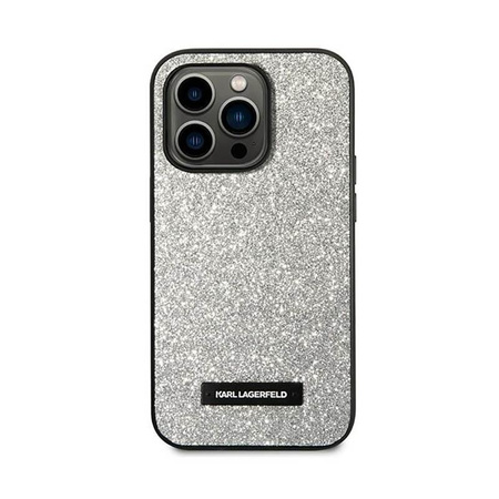 Karl Lagerfeld Glitter Plaque Logo - Etui iPhone 14 Pro (srebrny)