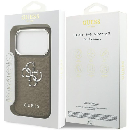 Guess Grained Big 4G Classic Logo - Etui iPhone 17 Pro (brązowy)