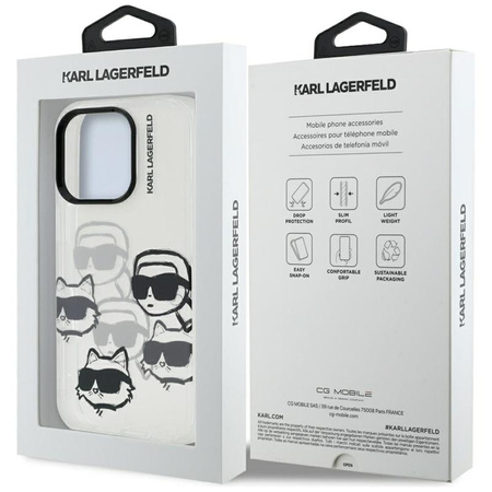 Karl Lagerfeld IML Multi K&C Head Pattern - Etui iPhone 16 Pro (przezroczysty)