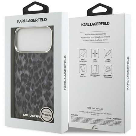 Karl Lagerfeld IML Leopard Pattern MagSafe - Etui iPhone 17 Pro Max (czarny)