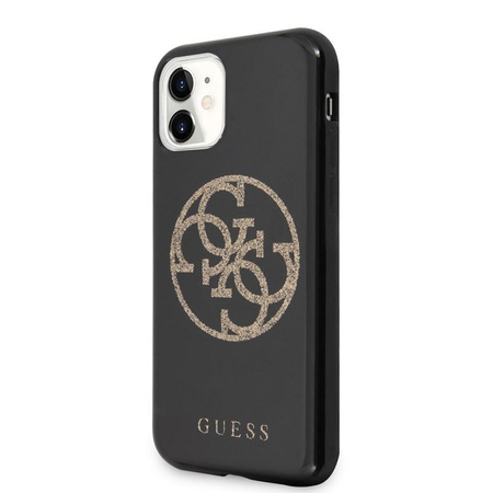 Guess Circle Glitter 4G - Etui iPhone 11 (czarny)