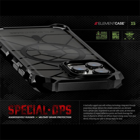 Element Case Special Ops X5 MagSafe - Pancerne etui iPhone 14 Pro (Mil-Spec Drop Protection) (Smoke/Black)