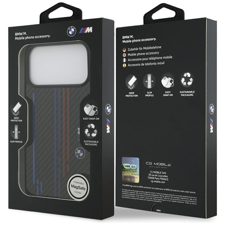 BMW M Kevlar Lines & Logo MagSafe - Etui iPhone 17 Pro Max (czarny)