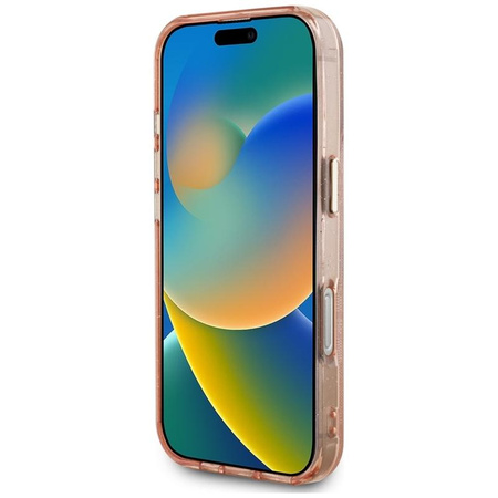 Guess IML Metal Glitter 4G Circle Triangle MagSafe - Etui do iPhone 16 Pro (różowy)