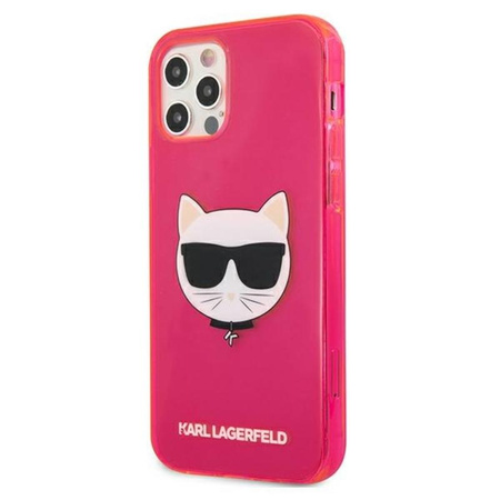 Karl Lagerfeld Choupette Head - Etui iPhone 12 / iPhone 12 Pro (fluo różowy)