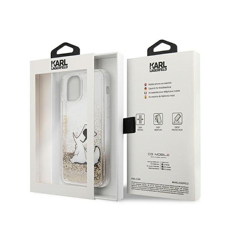 Karl Lagerfeld Liquid Glitter Choupette Fun - Etui iPhone 12 / iPhone 12 Pro (złoty)