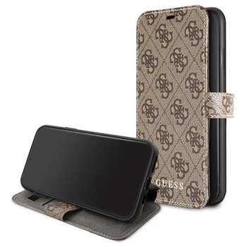 Guess Booktype 4G Charms Collection - Etui iPhone 11 Pro Max z kieszeniami na karty (brązowy)