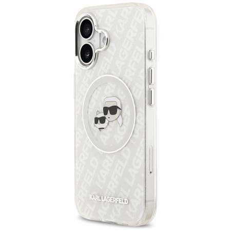 Karl Lagerfeld IML Glitter Karl & Choupette Heads Logo MagSafe - Etui iPhone 17 (szary)