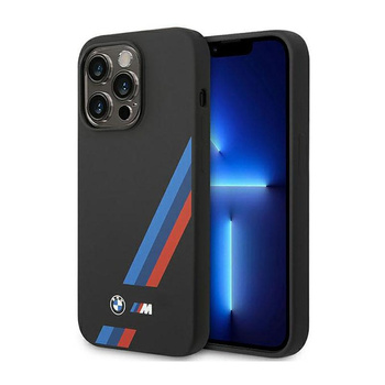 BMW Silicone Slanted Stripes MagSafe - Etui iPhone 14 Pro (czarny)