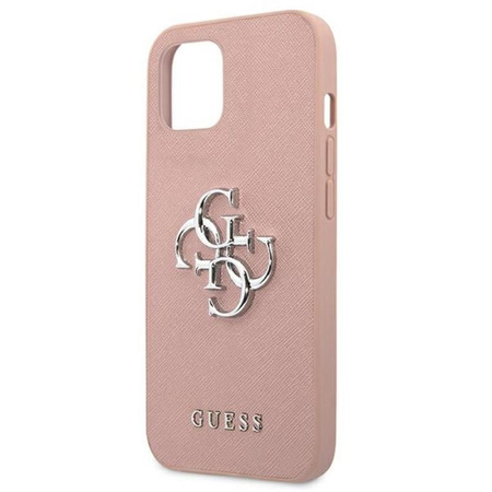 Guess Saffiano 4G Big Silver Logo - Etui iPhone 13 (różowy)