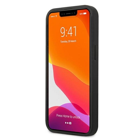 Guess Saffiano Metal Logo Stripes - Etui iPhone 13 (czarny)