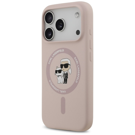 Karl Lagerfeld Silicone Karl & Choupette Ring MagSafe - Etui iPhone 17 Pro (różowy)