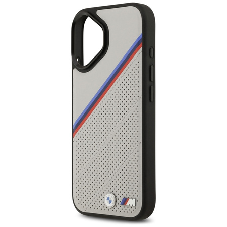BMW M Tricolor Metal Logo MagSafe - Etui iPhone 17 (szary)