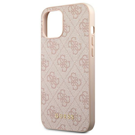 Guess 4G Metal Gold Logo – Etui iPhone 12 / iPhone 12 Pro (różowy)