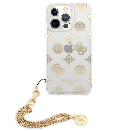 Guess Peony Chain Handle - Etui iPhone 13 Pro Max (złoty)