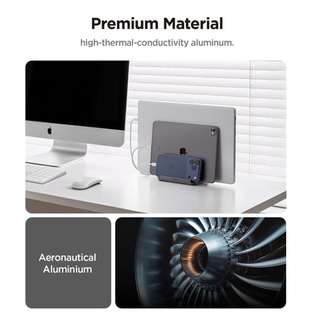 Spigen LD208S4 Vertical Laptop Stand – Aluminiowy organizer / stojak na 4 urządzenia (Space Grey)