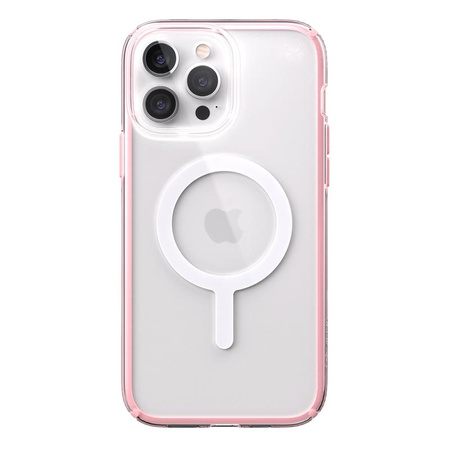 Speck Presidio Perfect-Clear with Impact Geometry + MagSafe - Etui iPhone 13 Pro Max z powłoką MICROBAN (Clear/Rosy Pink)