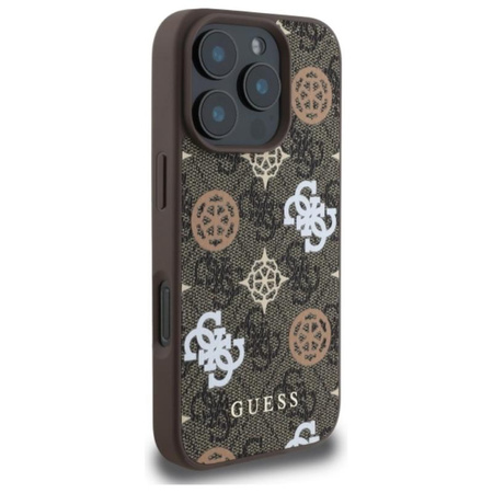 Guess Peony On 4G Background MagSafe - Etui iPhone 16 Pro Max (brązowy)
