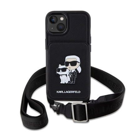 Karl Lagerfeld Crosssbody NFT Saffiano Karl & Choupette - Etui iPhone 14 Plus (Czarny)