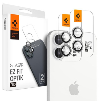 Spigen Optik Pro GLAS.TR EZ Fit Camera Protector 2-Pack - Szkło ochronne na obiektyw do iPhone 17 / 16 / 16 Plus (2 szt) (Przezroczysty)