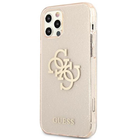 Guess Glitter 4G Big Logo - Etui iPhone 12 / iPhone 12 Pro (złoty)