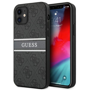 Guess 4G Printed Stripe – Etui iPhone 12 mini (szary)