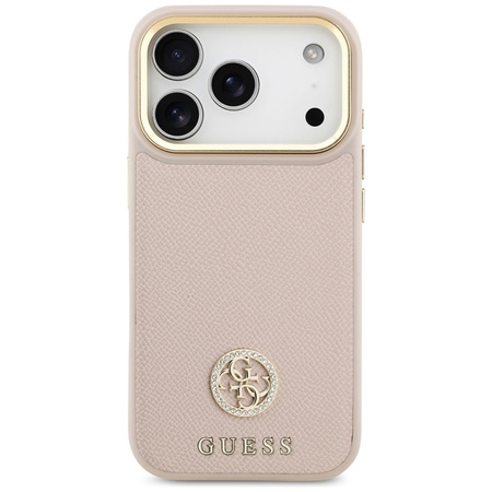 Guess Grained Strass Logo MagSafe - Etui iPhone 17 Pro (różowy)