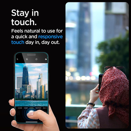 Spigen GLAS.TR EZ FIT Privacy - Szkło hartowane z filtrem prywatyzującym do iPhone 15 Pro 2 szt