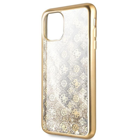 Guess 4G Peony Liquid Glitter - Etui iPhone 11 Pro Max (złoty)