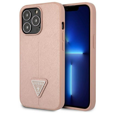 Guess Saffiano Triangle Logo Case – Etui iPhone 13 Pro Max (różowy)
