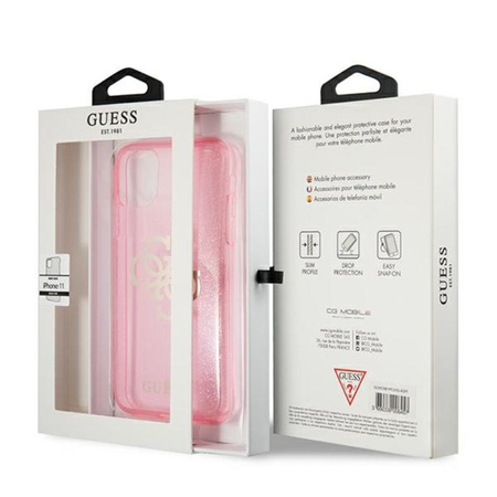 Guess Glitter 4G Big Logo - Etui iPhone 11 (różowy)