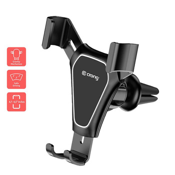 Crong Gravity Auto-Clip Car Holder - Uchwyt samochodowy grawitacyjny do telefonu 4,7”- 6,5” (czarny)