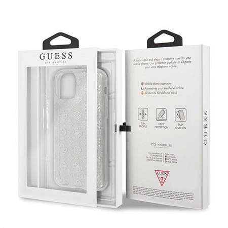 Guess 4G Peony Glitter - Etui iPhone 11 Pro (Srebrny)