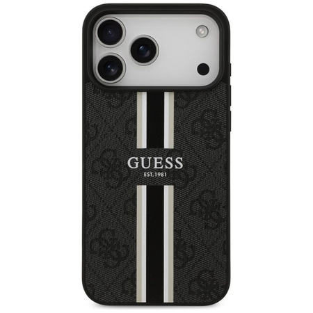 Guess 4G Printed Stripes MagSafe - Etui iPhone 17 Pro Max (czarny)