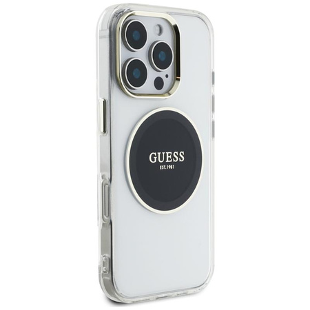 Guess IML Metal Colored Circle Classic Logo MagSafe - Etui do iPhone 16 Pro (czarny)