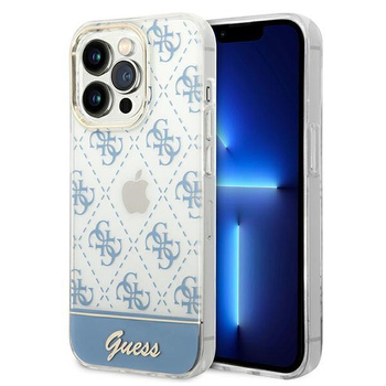 Guess 4G Stripe Script Logo Electroplated Pattern – Etui iPhone 14 Pro Max (niebieski)