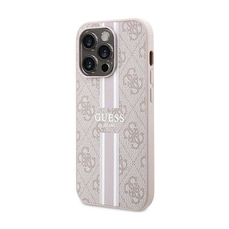 Guess 4G Printed Stripes MagSafe - Etui iPhone 15 Pro (różowy)