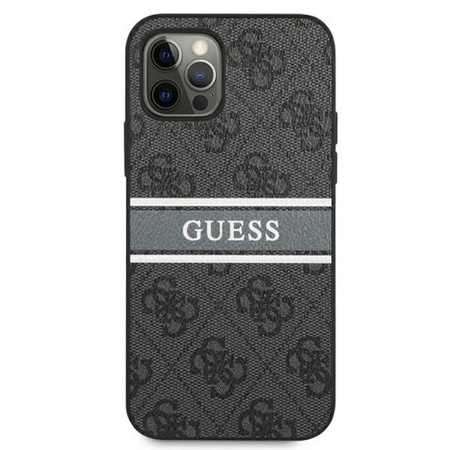 Guess 4G Printed Stripe - Etui iPhone 12 / iPhone 12 Pro (szary)