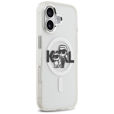 Karl Lagerfeld IML Glitter Karl & Choupette Sketch Logo MagSafe - Etui iPhone 17 (przezroczysty)