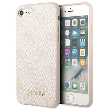 Guess 4G Metal Gold Logo –  Etui iPhone SE 2022 / SE 2020 / 8 / 7 (różowy)