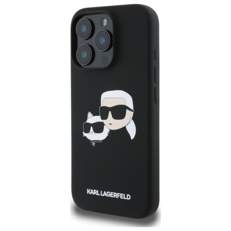Karl Lagerfeld Silicone Double Heads Print MagSafe - Etui iPhone 16 Pro (czarny)