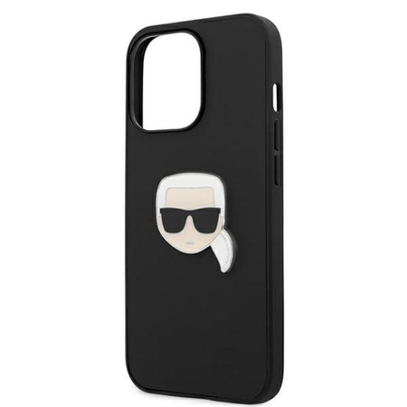 Karl Lagerfeld PU Leather Karl's Head Metal - Etui iPhone 13 Pro (czarny)