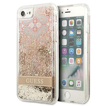 Guess Liquid Glitter Paisley - Etui iPhone SE 2022 / SE 2020 / 8 / 7 (Gold)