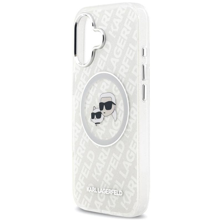 Karl Lagerfeld IML Glitter Karl & Choupette Heads Logo MagSafe - Etui iPhone 17 (szary)
