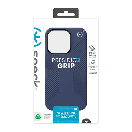 Speck Presidio2 Grip - Etui iPhone 15 Pro (Coastal Blue / Dust Grey / White)