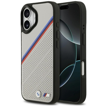 BMW M Tricolor Metal Logo MagSafe - Etui iPhone 17 (szary)