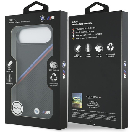 BMW M Tricolor Metal Logo MagSafe - Etui iPhone Air (czarny)