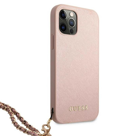 Guess Saffiano Chain - Etui iPhone 12 Pro Max (różowy)