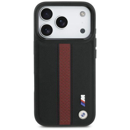 BMW M Perforated Stripe Logo MagSafe - Etui iPhone 17 Pro (czerwony)