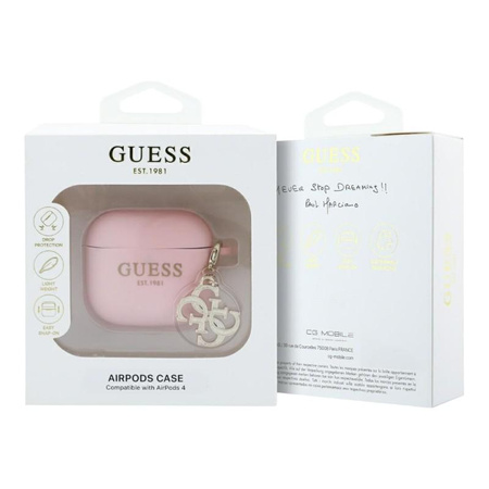 Guess Silicone 4G Charm - Etui AirPods 4 (różowy)